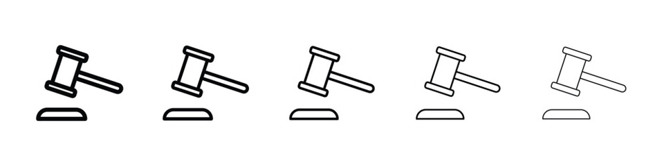 Gavel icon Outline and flat style designs