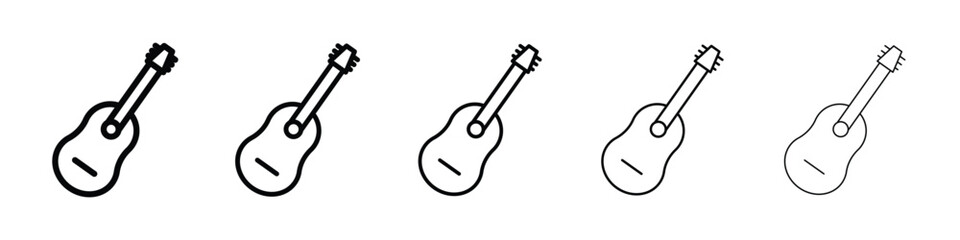 Guitar icon Outline and flat style designs