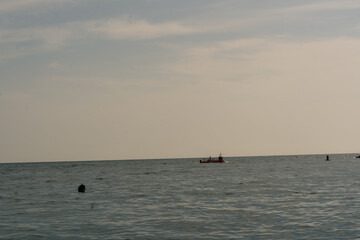 boat sails on the sea