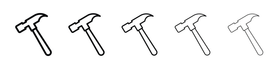 Hammer icon Outline and flat style designs