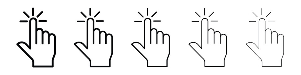 Hand click icon Outline and flat style designs