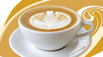 Latte art, coffee cup, cafe, swirl background, menu
