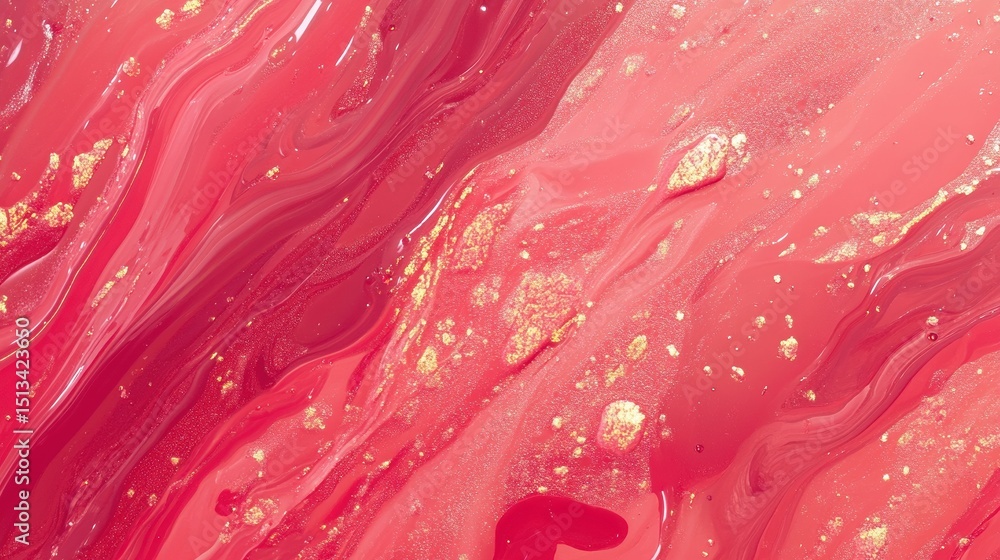 Poster abstract red glossy background with fluid texture and shimmering surface, ideal for modern design pr