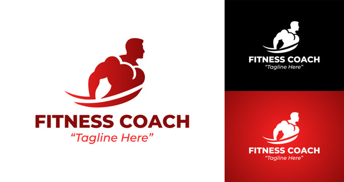 Creative Fitness Coach Logos for Personal Trainer Branding in Red and Black