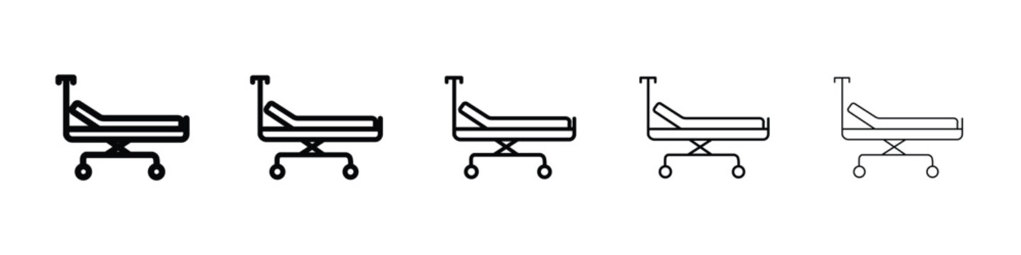 Hospital bed icon Outline and flat style designs