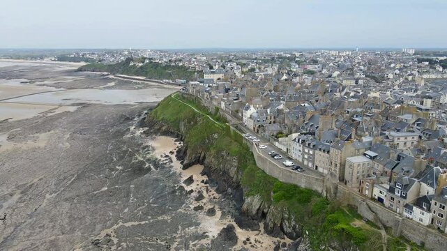 Aerial View of Granville Coastal Town, Normandy, France