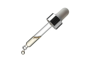 Precision Dropper A Gleaming Pipette Dispensing Liquid isolated on transparent baackground