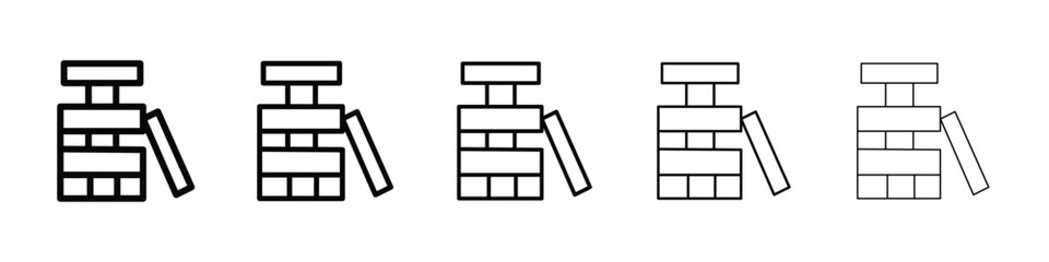 Jenga icon Outline and flat style designs