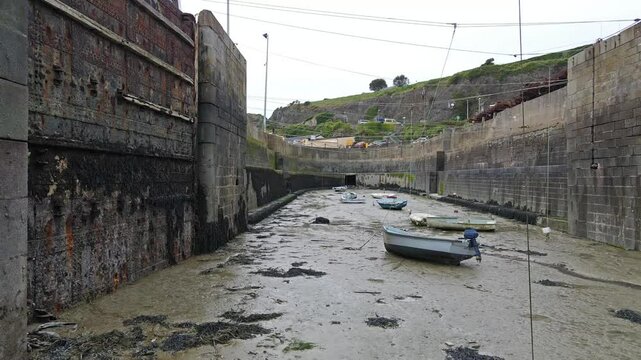 Granville Port at Low Tide, Normandy, France