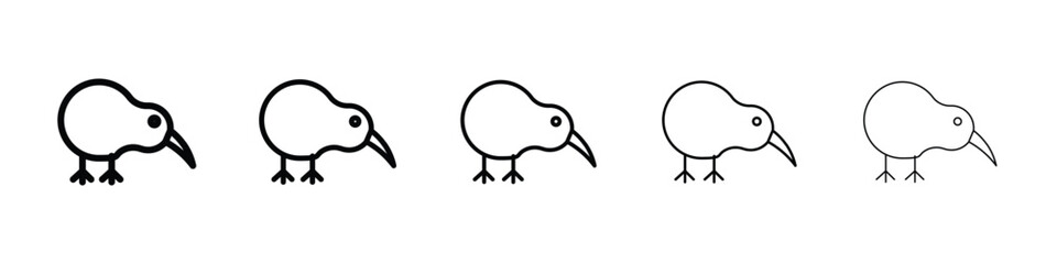 Kiwi bird icon Outline and flat style designs