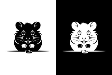 Hamster Icon for Pet Brands Silhouette Vector with White Background.