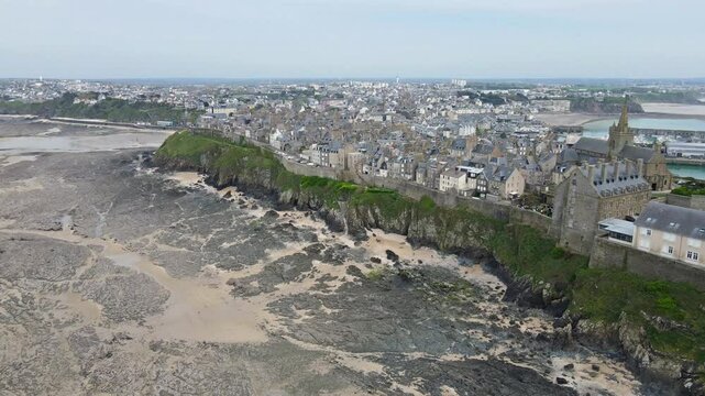 Aerial View of Granville Coastal Town, Normandy, France