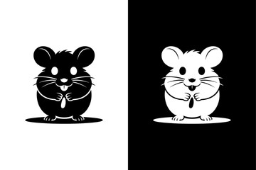 High-Quality Hamster Silhouette Black and White Vector for Designers.