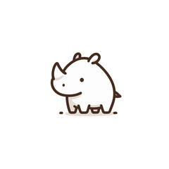 Cute cartoon rhinoceros character in simple line art style  