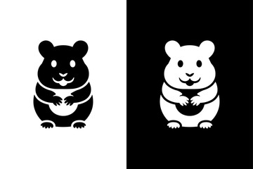 Hamster Vector Clipart Clean Silhouette Design in Black and White.
