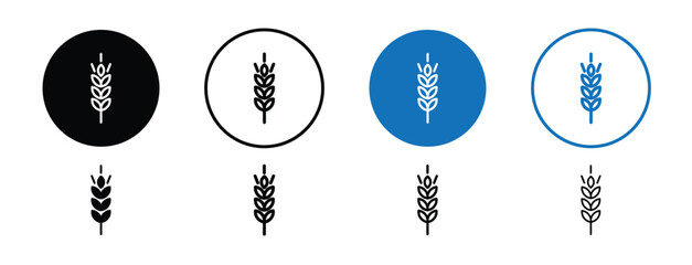 Set of colored pixel perfect Rye icon with 1 unexpanded, 1 silhouette,  A rye plant icon representing grains, farming, or healthy food. 