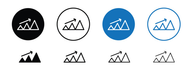 Set of colored pixel perfect Uphill icon with 1 unexpanded, 1 silhouette,  A road or mountain icon symbolizing upward progress or incline. 