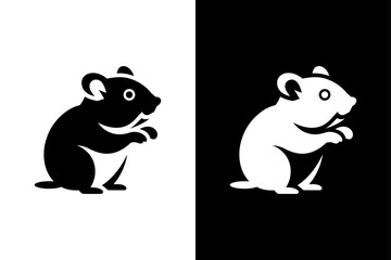 Black and White Hamster Icon Silhouette Vector for Animal Lovers