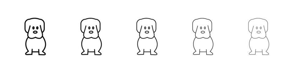 Little puppy icon Outline and flat style designs