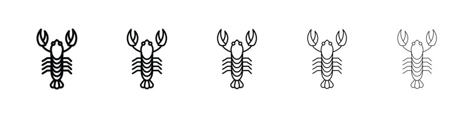 Lobster icon Outline and flat style designs
