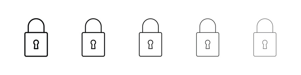 Lock icon Outline and flat style designs