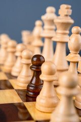 A different pawn among chess pieces