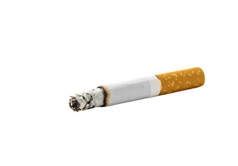 A Pixelated Depiction of a Smoked Cigarette A Study in Contrast and Texture isolated on transparent baackground