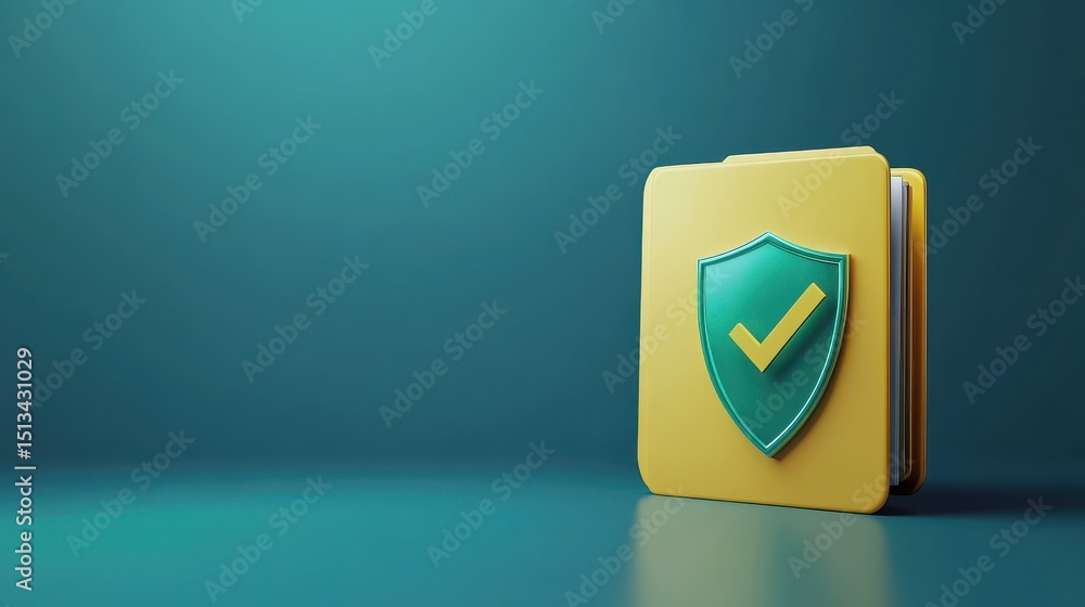 Poster 3d technology enhances cybersecurity with biometrics. digital security concept featuring a yellow fo