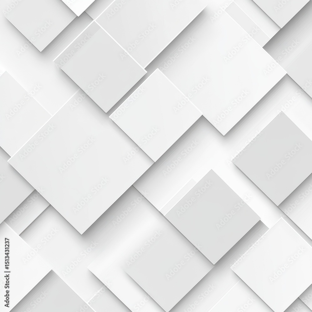 Poster modern white and light grey square overlapped pattern on background with shadow. white background. m