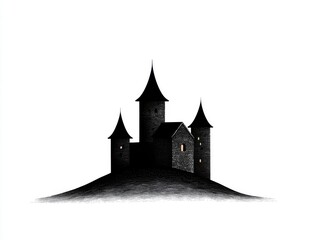 Obraz premium Medieval castle silhouette with towers representing historic architecture 