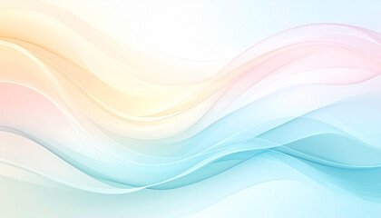 Naklejka premium Soft pastel wave patterns create a calming background in gentle hues of blue, pink, and cream for any design project