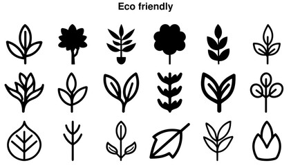 Fototapeta premium Eco Friendly Leaf and Plant Icon Set