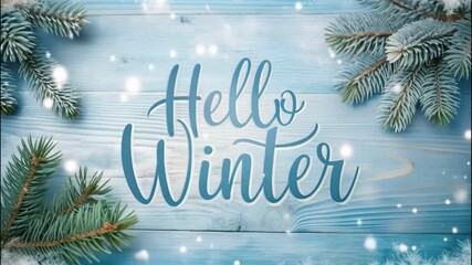Happy Winter background. Hello Winter season. Cartoon illustration Template for Poster, Banner, Greeting, Card, Flyer, Cover, Sale, Promotion. Snowfall, Snowy weather. welcome winter design
