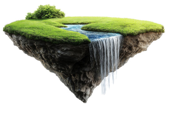 Fantasy island in the sky isolated on white, great for digital artists, gamers, and authors