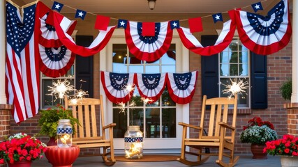 Patriotic Porch Decor Festive Fourth of July Decorations and Bunting for an American Celebration