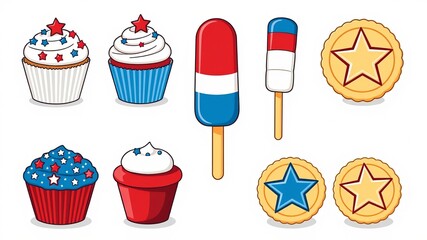 Patriotic Fourth of July Treats Delicious Cupcakes, Popsicles, and Star-Shaped Cookies – Perfect for Independence Day Celebrations