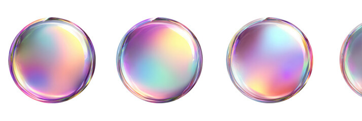 3D Iridescent Holographic Bubbles Animated Mockup on Transparent Background

