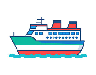 Obraz premium Flat Vector Icon of Passenger Ship