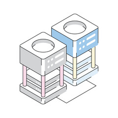 An isometric icon showing powerful server infrastructure setup