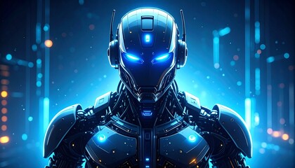 android with futuristic spaceship