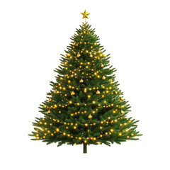Fototapeta premium Decorated christmas tree with lights and ornaments isolated on transparent background