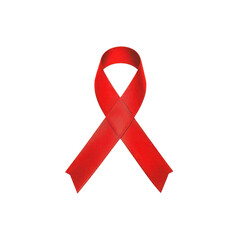 Red awareness ribbon isolated on transparent background
