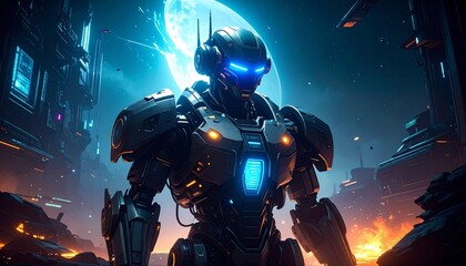 Fototapeta premium robot cyborg soldier