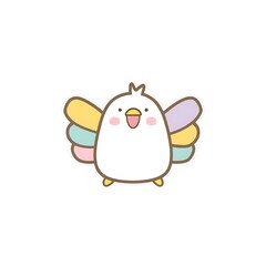 Obraz premium Adorable Cartoon Bird with Colorful Wings Perfect for Children's Illustrations.