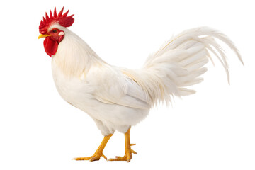 Majestic White Rooster A Stunning Photograph of a Farm Animal