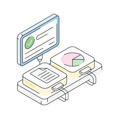 Visually engaging isometric icon representing data file content