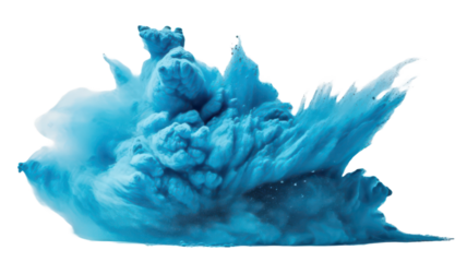  Color powder blue explosion splash of paint dust with particles cloud isolated on transparent png background..png
