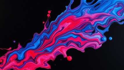 Abstract Swirling Pink and Blue Paint Dynamic Fluid Art Background