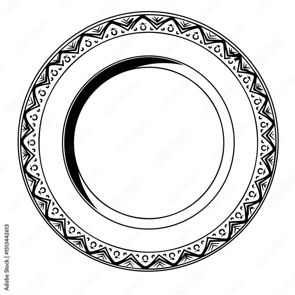 Aufkleber ornate round frame with ethnic pattern. decorative circle border with detailed design elements. eleg