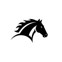 Fototapeta premium Majestic black horse head profile. Elegant horse illustration perfect for equestrian themed designs. Powerful stallion image ideal for 2026 year of fire horse themed projects, logos, and branding. Thi